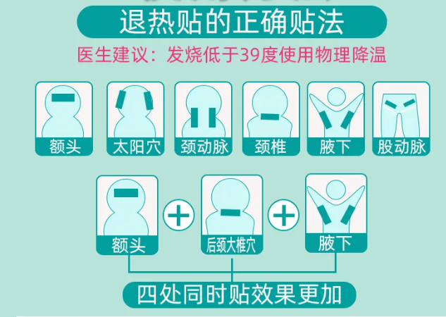 退热贴贴的部位示意图